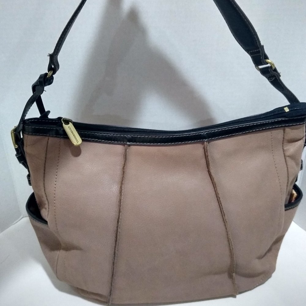 Tignanello Taupe Beige Leather Hobo Bag
